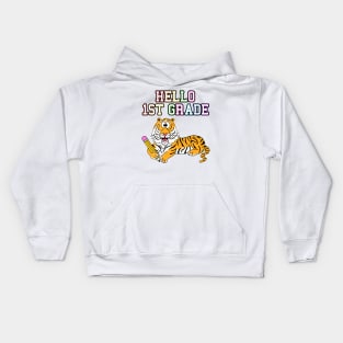 Hello 1st Grade Tiger Back To School Kids Hoodie